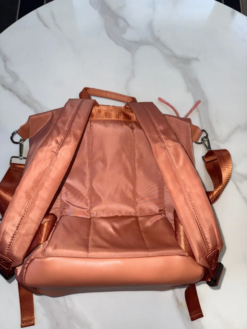 Urban Originals Coral Satin Backpack with Multiple Zips